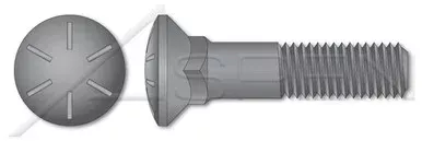 1″-8 X 7″ Plow Bolts, Dome Head, #3 Head, Grade 8 Steel, Plain