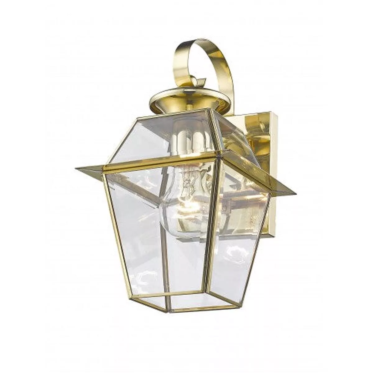 1 Light Polished Brass Outdoor Wall Lantern