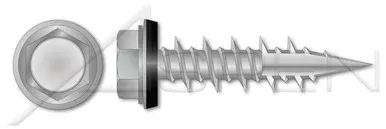 #10-16 X 2-1/2″, A/F=1/4″ Self-Tapping Sheet Metal Screws, Hex Indented Washer Head with Sealing Washer, Hi-Lo Double-Lead Thread, Type 17 Point, Steel, Mechanically Galvanized