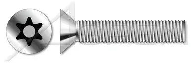 #10-24 X 1/2″ Machine Screws, Flat Countersunk Head Tamper-Resistant 6Lobe Torx(r) Pin Drive, Stainless Steel