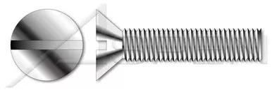 #10-24 X 2″ Machine Screws, Flat 100 Degree Head Slot Drive, 100 Degree Countersink, Full Thread, Stainless Steel