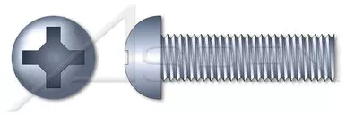 #10-24 X 3/8″ Machine Screws, Round Phillips Drive, Full Thread, Steel, Zinc Plated