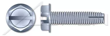 #10-24 X 3/8″ Thread-Cutting Screws, Type “1”, Hex Slotted Indented Washer Head, Steel, Zinc Plated and Baked