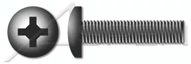 #10-32 X 3/16″ Machine Screws, Pan Phillips Drive, Full Thread, Steel, Black Zinc