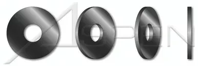 #10 Flat Washers, Machine Screw Washers, Steel, Black Zinc