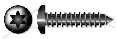 #10 X 1-1/2″ Self-Tapping Sheet Metal Screws, Type “AB”, Pan 6Lobe Torx(r) Drive, Steel, Black Oxide