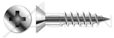 #10 X 1-1/2″ Wood Screws, Flat Phillips Drive, :Full Body, 2/3rd Thread Length, Stainless Steel