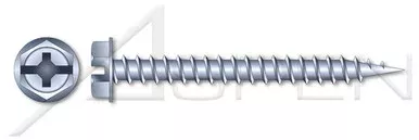 #10 X 1/2″, A/F=5/16″ Self-Piercing Screws, Hex Indented Washer Phillips/Slot Combo Drive, Steel, Zinc Plated