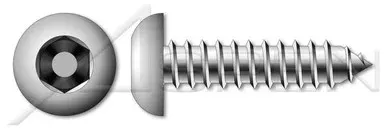 #10 X 1/2″ Self-Tapping Sheet Metal Screws, Button Head Tamper-Resistant Hex Socket Pin Drive, Type “AB”, Stainless Steel, Includes Driver Bit