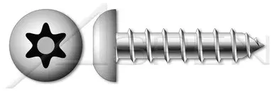 #10 X 1″ Self-Tapping Sheet Metal Screws, Button Head Tamper-Resistant 6Lobe Torx(r) Pin Drive, Type “A”, Stainless Steel
