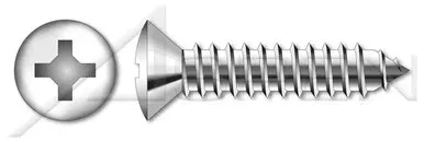 #10 X 1″ Self-Tapping Sheet Metal Screws, Type “AB”, Oval Phillips Drive, Stainless Steel