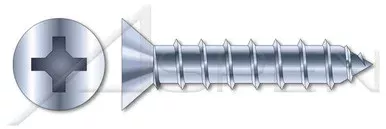 #10 X 1″ Self-Tapping Sheet Metal Screws, Type “A”, Flat Phillips Drive, Steel, Zinc Plated and Baked