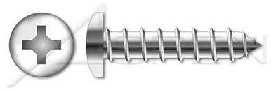 #10 X 1″ Self-Tapping Sheet Metal Screws, Type “A”, Pan Phillips Drive, 410 Stainless Steel
