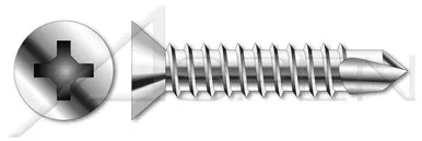 #10 X 3/4″ Self-Drilling Screws, Flat Phillips Drive, Stainless Steel