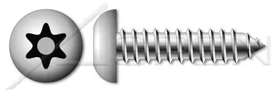 #10 X 3/4″ Self-Tapping Sheet Metal Screws, Button Head Tamper-Resistant 6Lobe Torx(r) Pin Drive, Type “AB”, Stainless Steel, Includes Driver Bit