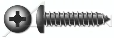 #10 X 3/4″ Self-Tapping Sheet Metal Screws, Type “AB”, Pan Phillips Drive, Steel, Black Zinc
