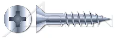 #10 X 3″ Wood Screws, Flat Phillips Drive, Steel, Zinc Plated