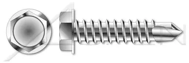 #10 X 4″ Self-Drilling Screws, Hex Indented Washer Head, 410 Stainless Steel