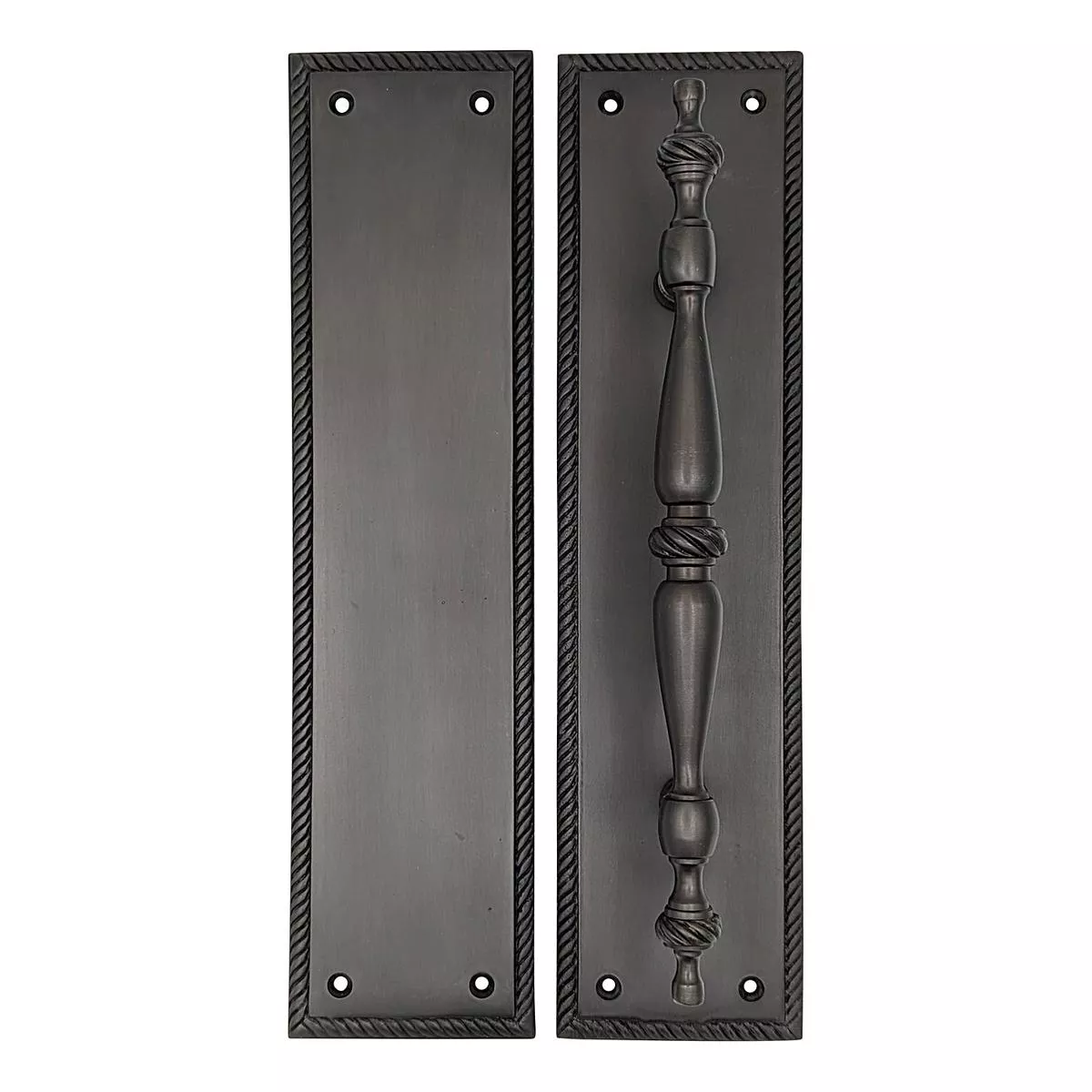 11 1/2 Inch Georgian Roped Style Door Pull and Push Plate (Several Finishes Available) – Black Bronze | Roped Pull