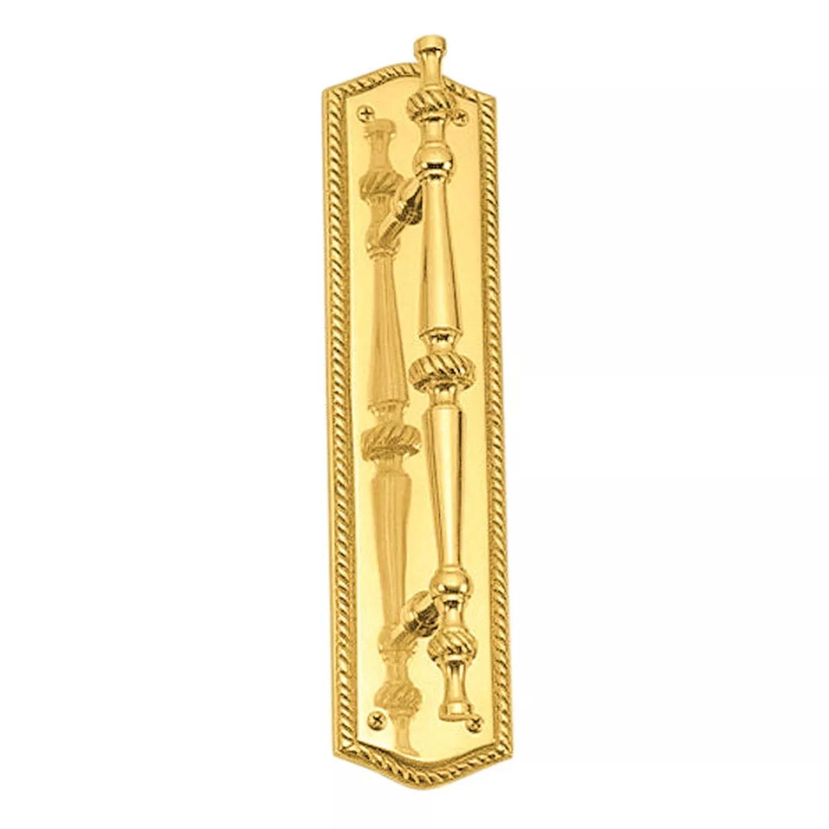 12 Inch Georgian Oval Roped Style Door Pull & Plate – Polished Brass