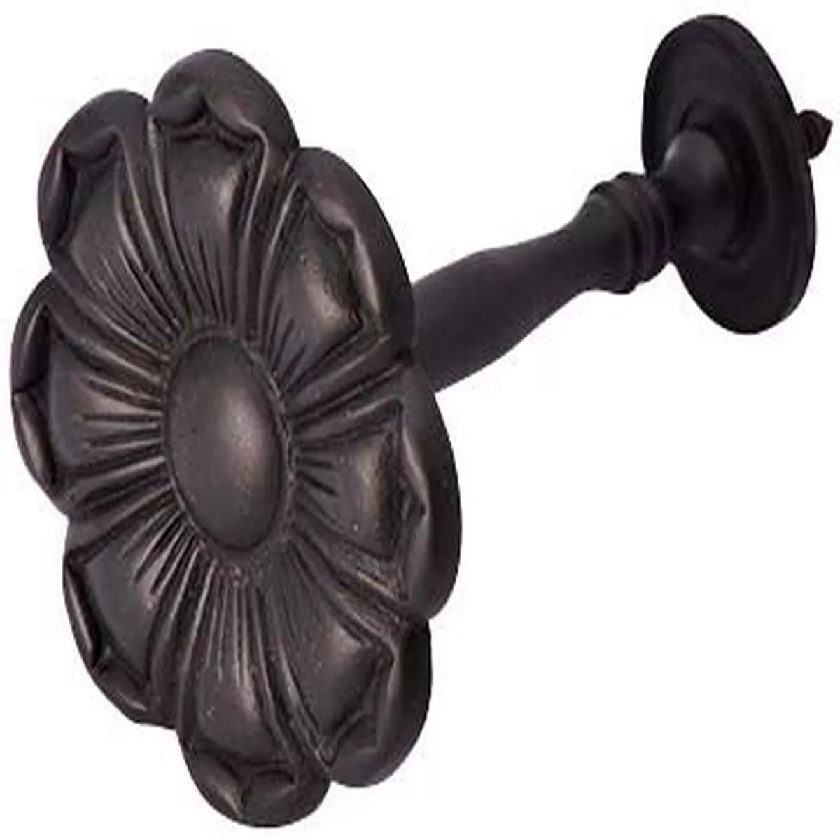 2 7/8 Inch Wide Solid Brass Curtain Tie Back – Large Flower Button – Black Bronze