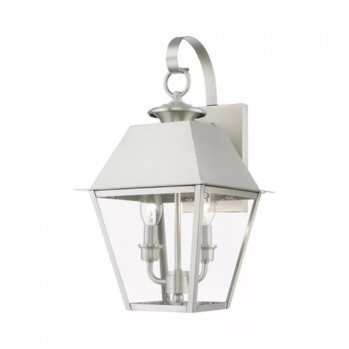 2 Light Brushed Nickel Outdoor Medium Wall Lantern