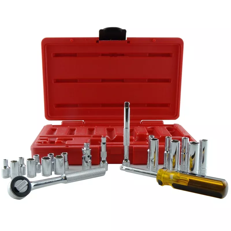 21 Piece 1/4″ Drive 6 Point Metric Chrome Socket Set