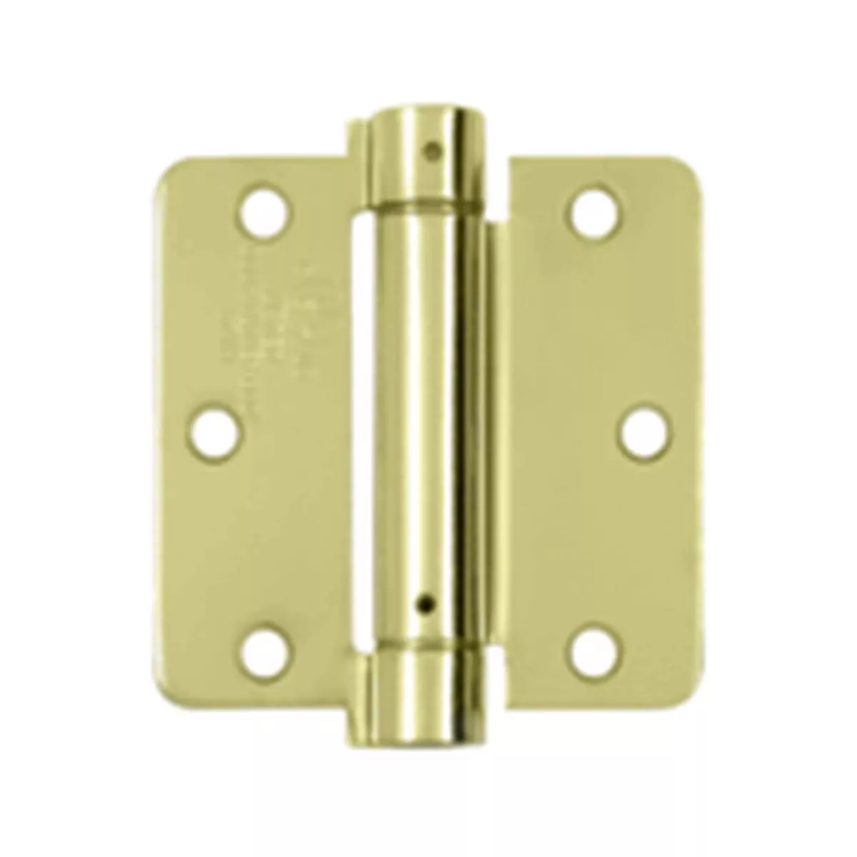 3 1/2 Inch x 3 1/2 Inch Steel Spring Hinge (1/4 Radius Corner, Polished/Brushed Brass Finish)