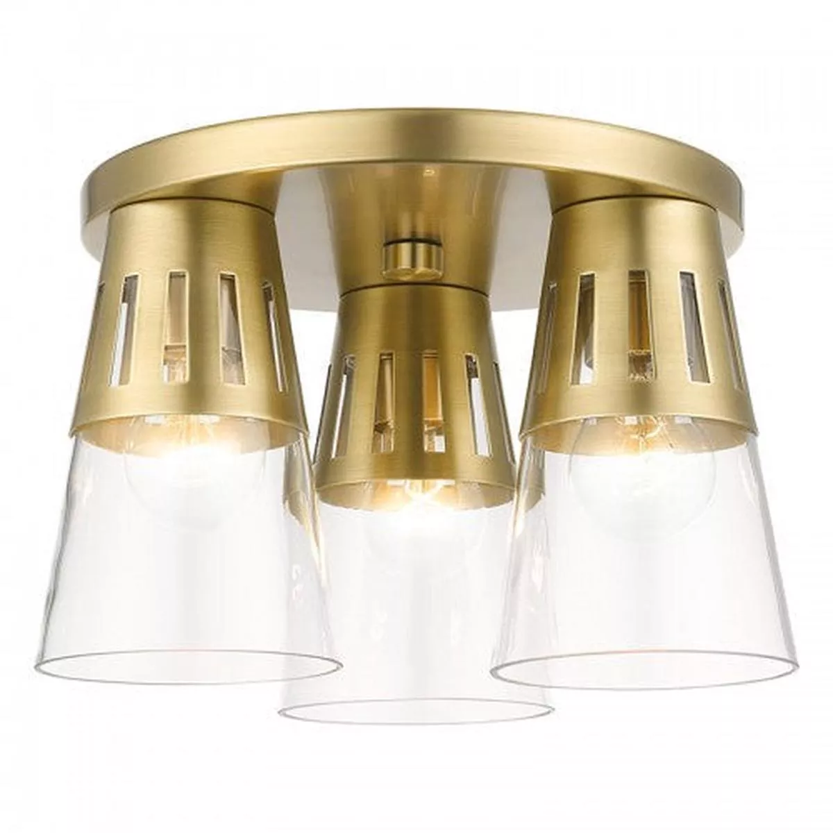 3 Light Natural Brass Flush Mount