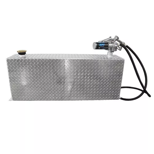 38 Gallon Aluminum Rectangle Fuel Transfer Tank w/ GPI 15 GPM Pump (12V DC)
