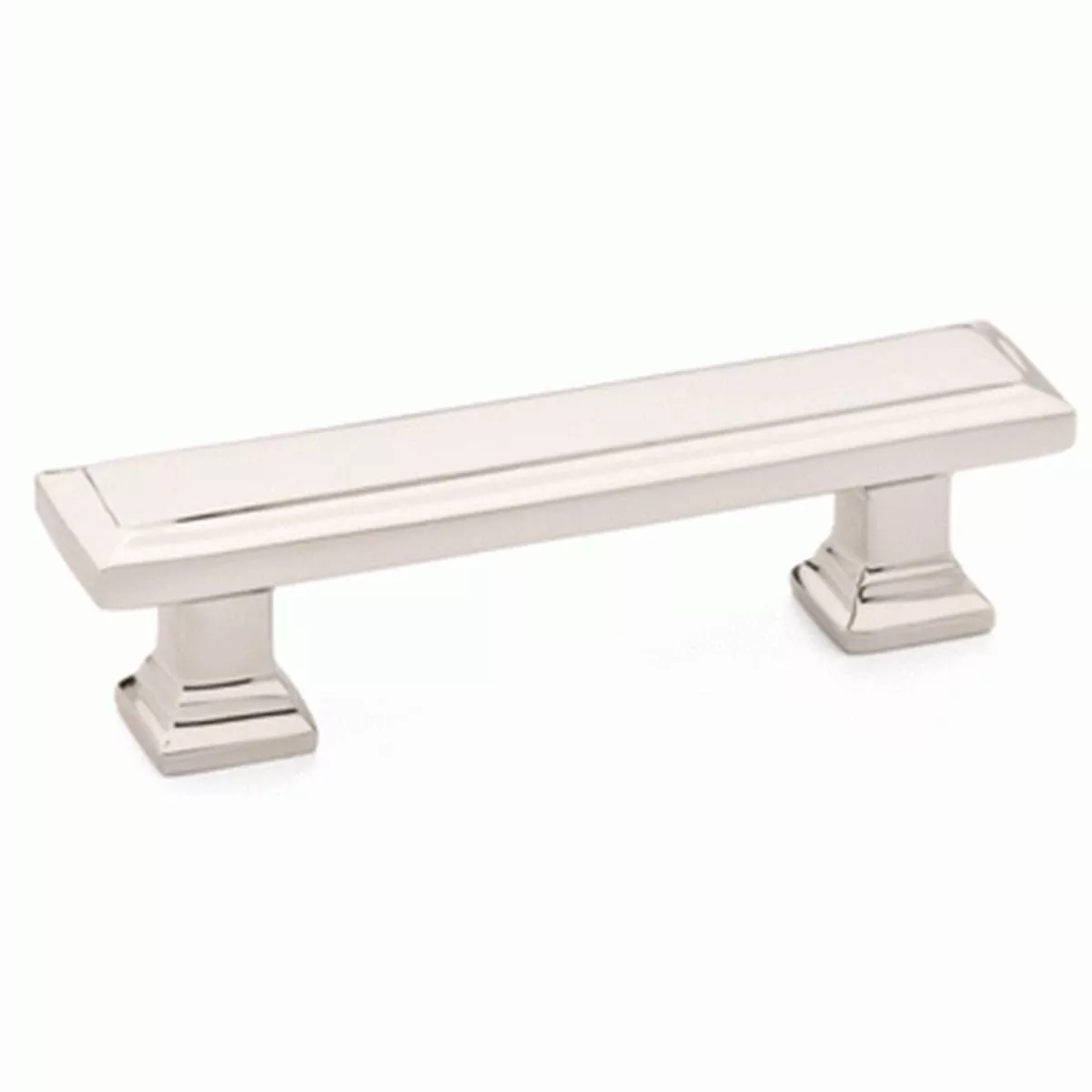 4 5/8 Inch Overall (3 1/2 Inch c-c) Brass Geometric Rectangular Pull (Polished Nickel Finish)