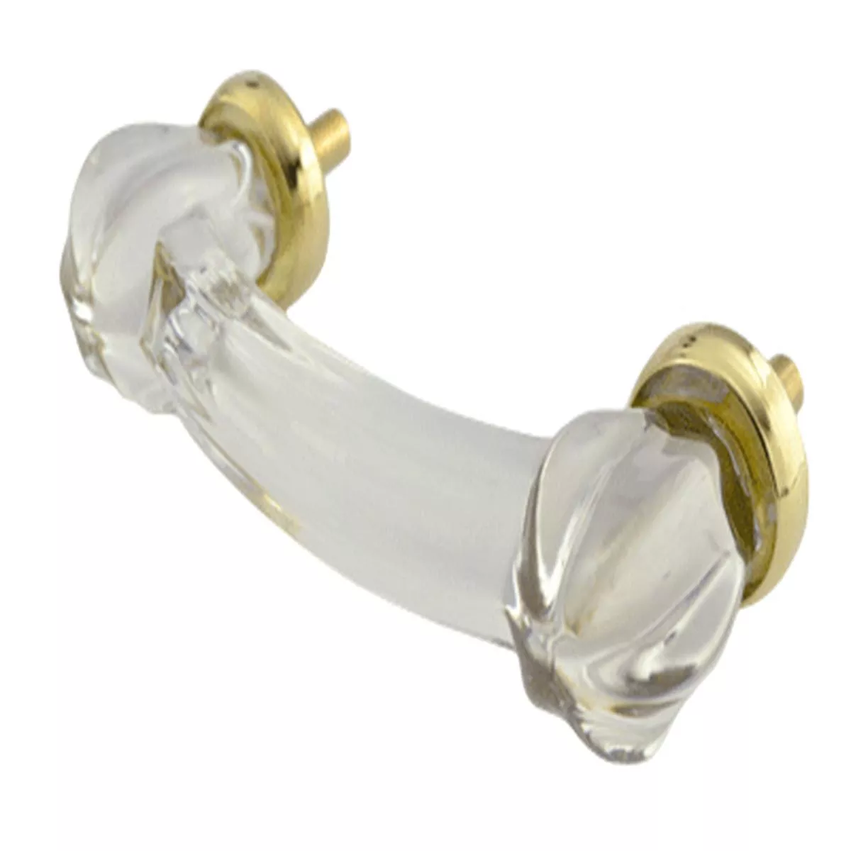 4 Inch Overall (3 Inch c-c) Crystal Clear Glass Bridge Handle – Polished Brass
