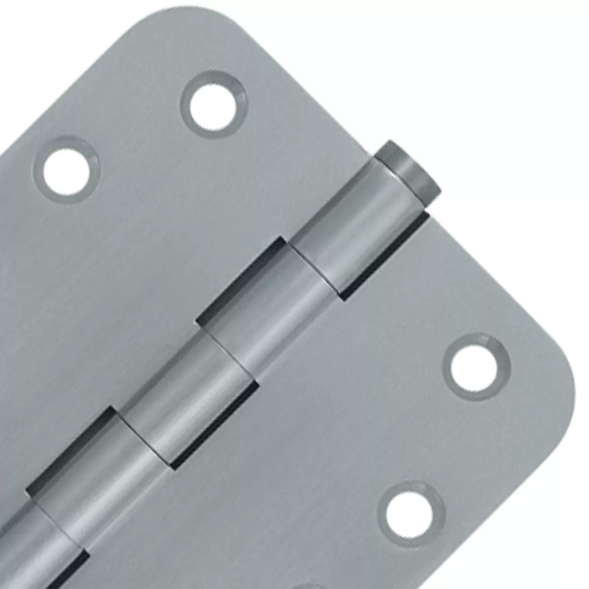 4 Inch X 4 Inch Solid Brass Hinge (5/8 Radius Corner, Brushed Chrome Finish)