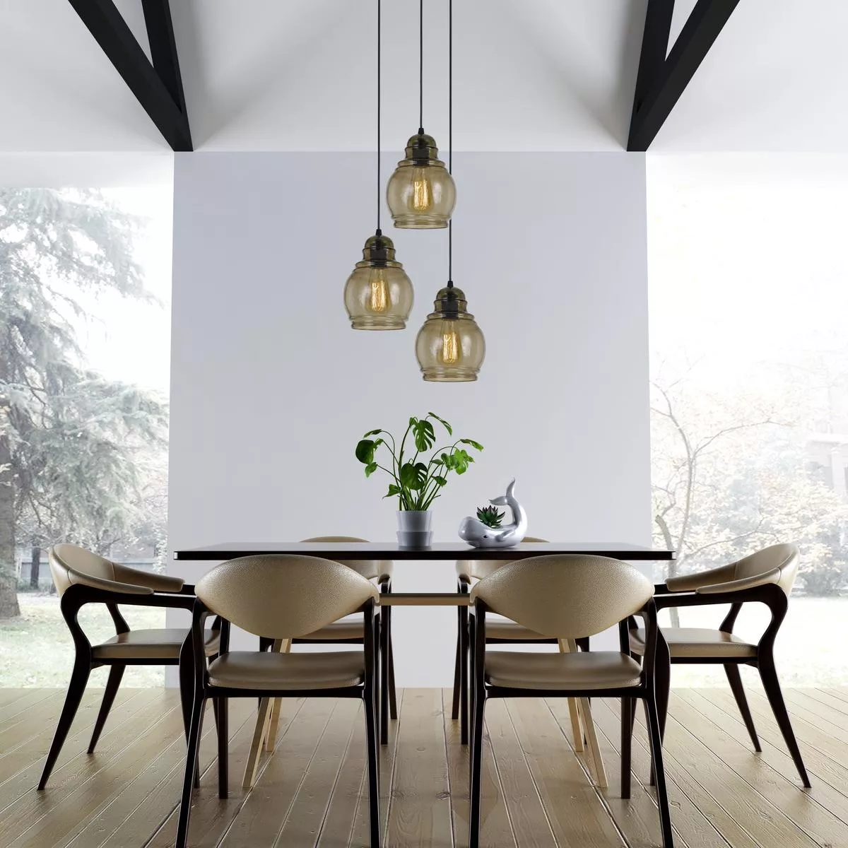 60W TERAMO RIPPLED GLASS PENDANT (EDISON BULB NOT INCLUDED) – Default Title