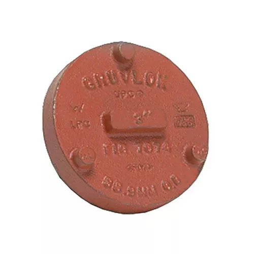 Anvil Gruvlok Ductile Iron 1-1/2 in. Pipe Cap Fitting, Grooved End, Ptd. Orange – Fig. 7074