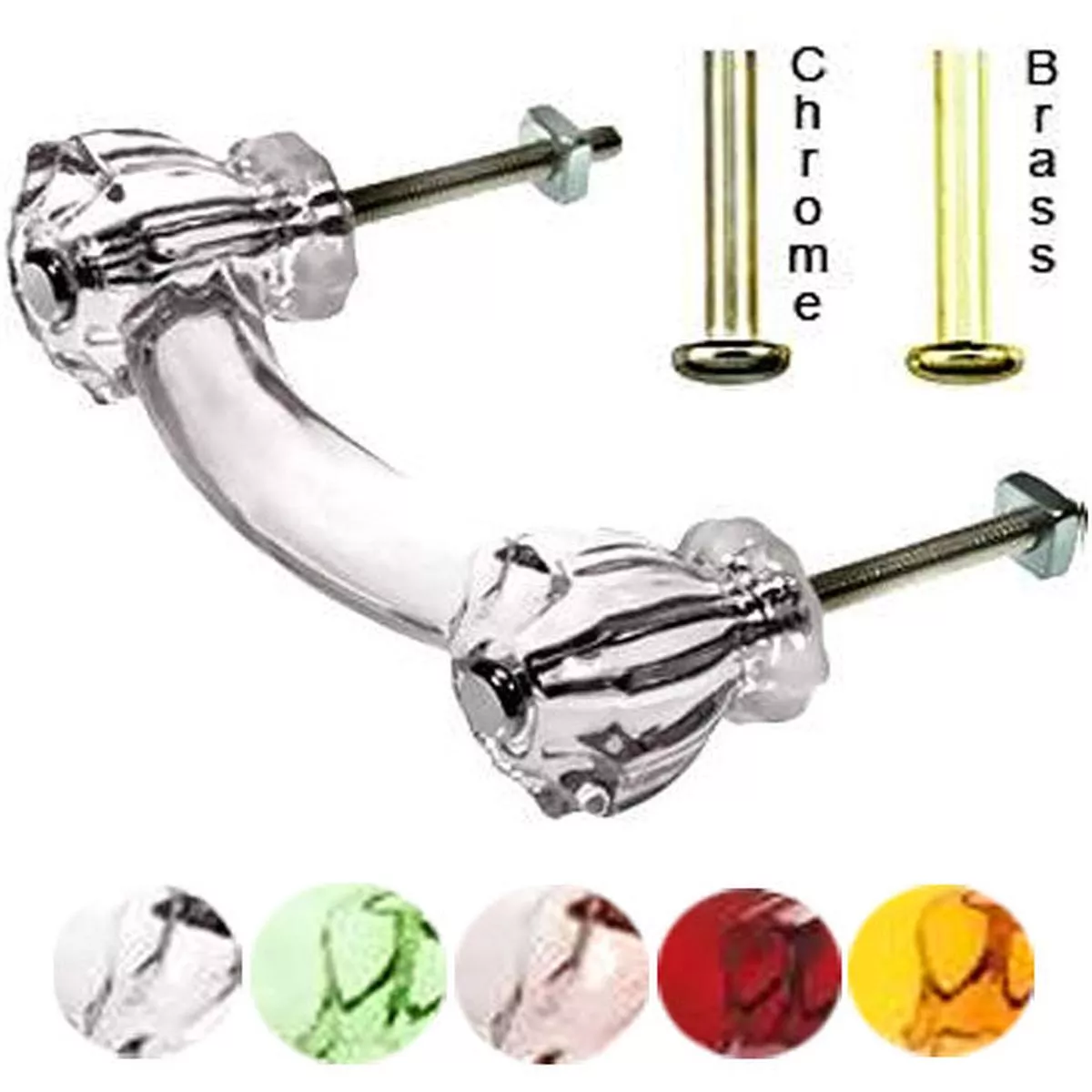 Astoria 4 1/4 Inch Overall (3 Inch c-c) Decagon Teardrop Shape Glass Pulls – Clear | Polished Brass