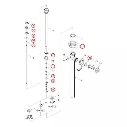 Flux 400 Series F430S 50/45Z 47 Pump Maintenance Rebuild Kit