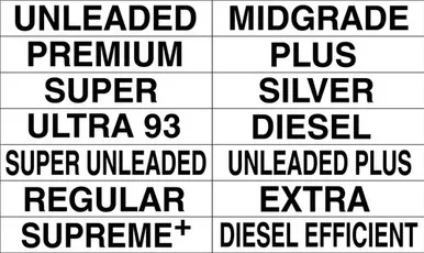 Gasoline Advertising M2-ID ID Decal Sheets for All Price Signs Black on White