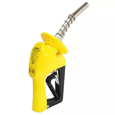 Husky 659559-05 XS 3/4'' Yellow Unleaded Nozzle with Three Notch Hold Open Clip and Waffle Splash Guard