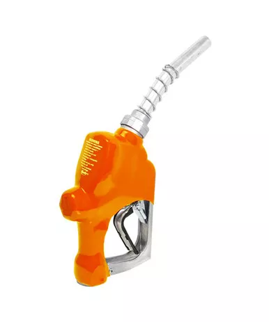 Husky 696104N-39 1'' Inlet NPT 1A Automatic Shut-Off New Orange Unleaded Nozzle w/ Three Notch Hold Open Clip & Metal Hand Guard & Full Grip Guard