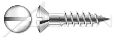 M4 X 50mm DIN 95, Metric, Wood Screws, Oval Slot Drive, A4 Stainless Steel
