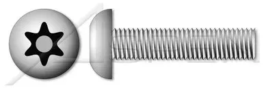 M8-1.25 X 12mm Machine Screws, Metric, Button Head Tamper-Resistant 6Lobe Torx(r) Pin Drive, A2 Stainless Steel