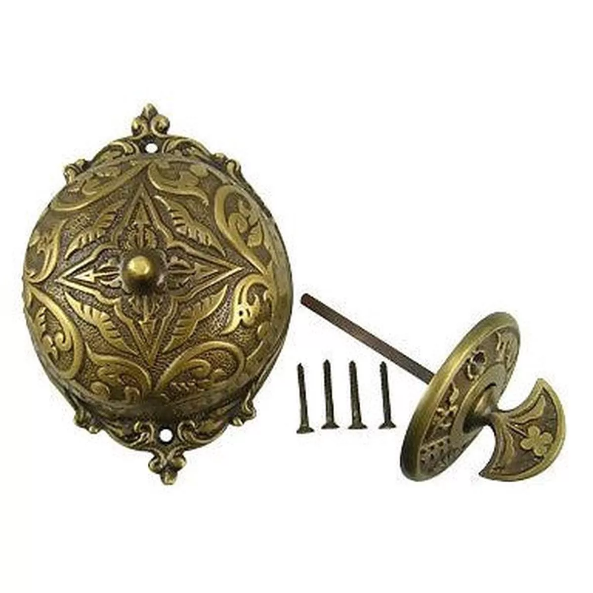 Mechanical Doorbell Eastlake Style (Antique Brass Finish)
