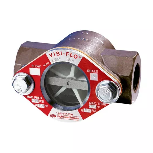 OPW VISI-FLO 1400 1/2 in. FNPT Bronze Sight Flow Indicator w/ Neoprene Seal – Propeller