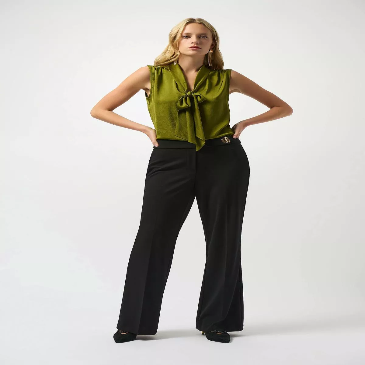 SATIN TIE NECK TOP