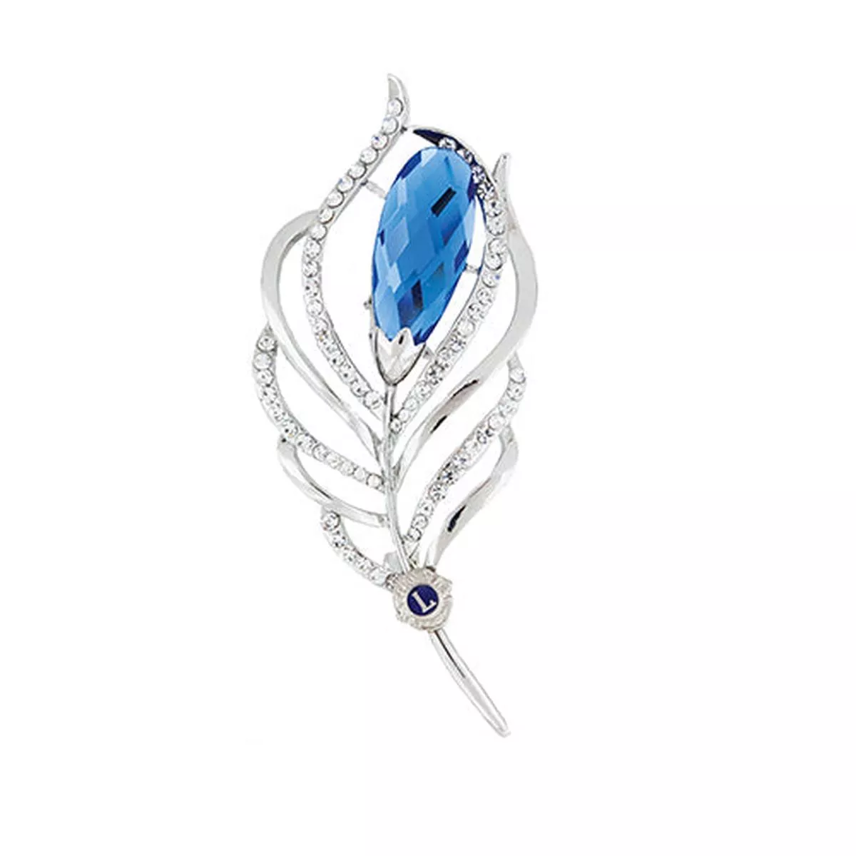 SILVER BLUE FLOWER PIN