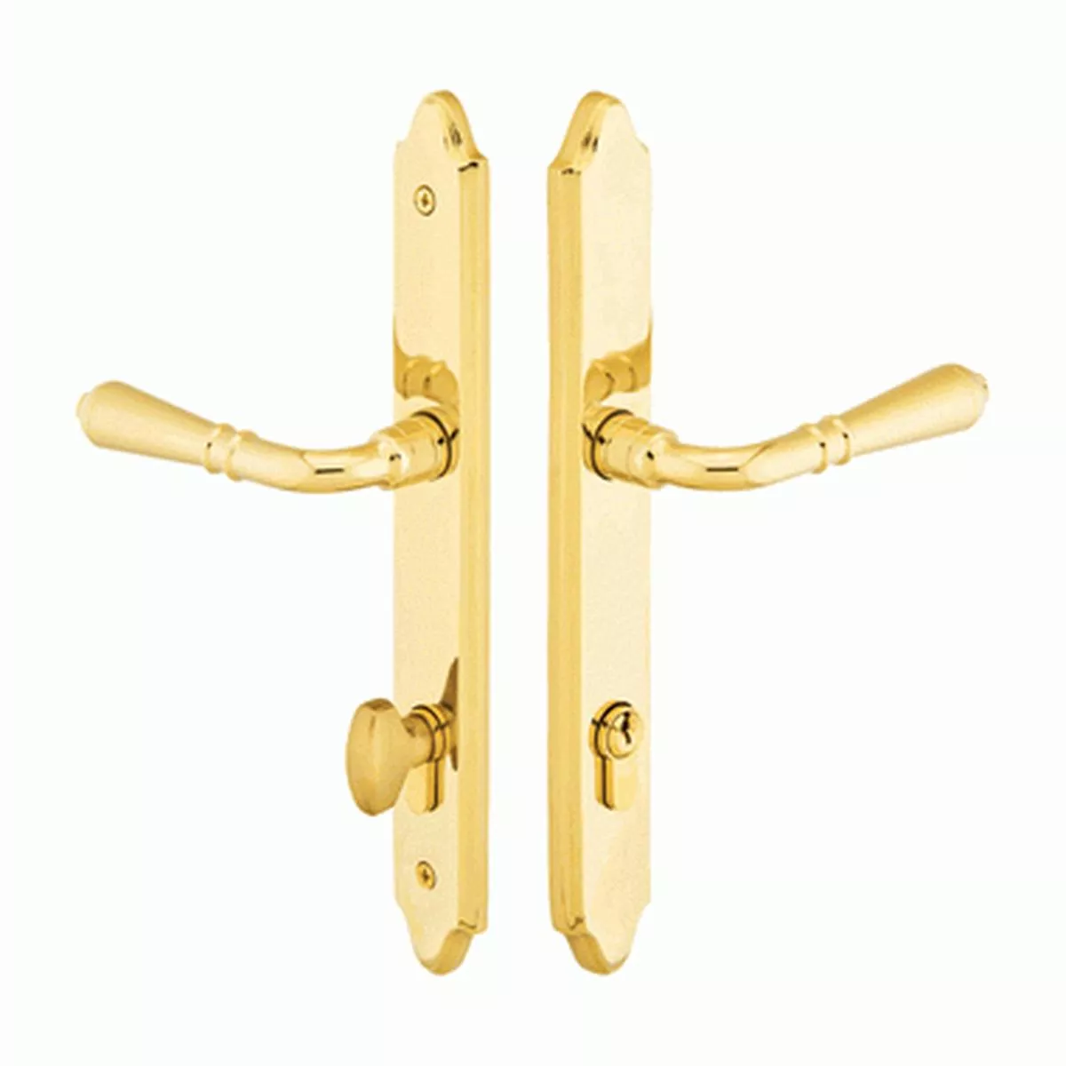 Solid Brass Concord Euro Keyed Style Multi Point Lock Trim (Polished Brass Finish)
