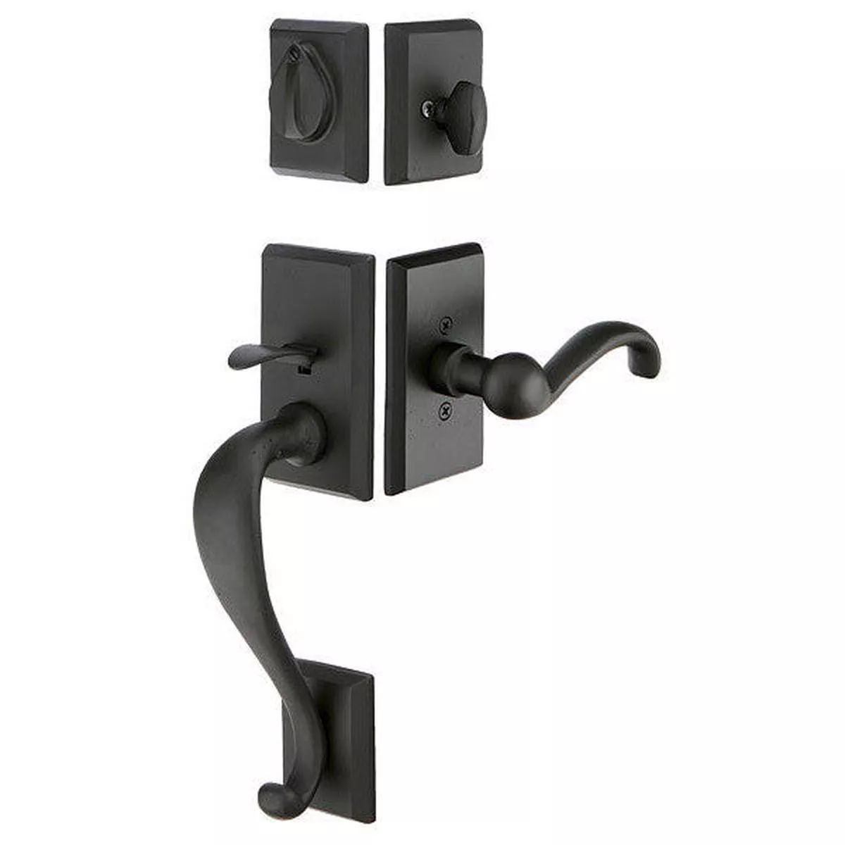 Solid Brass Rectangular Style Entryway Set (Flat Black Finish) – Tumbled White Bronze | Single Door | Left Handed