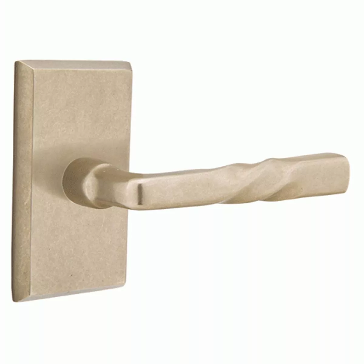 Solid Brass Sandcast Montrose Lever With Rectangular Rosette – Tumbled White Bronze | Privacy (Bed/Bath) | Left Handed
