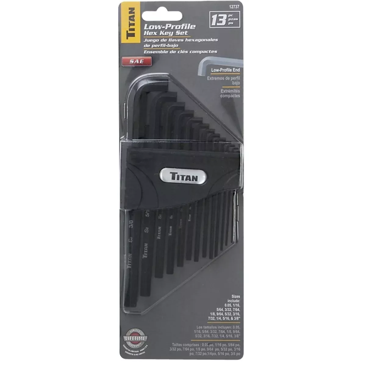 Titan 12737 13-Pc Sae Low Profile Hex Key Set